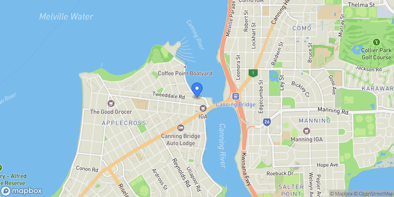 Map showing 1501C/55 Canning Beach Road Applecross, Perth, WA, Perth, Western Australia, Australia.