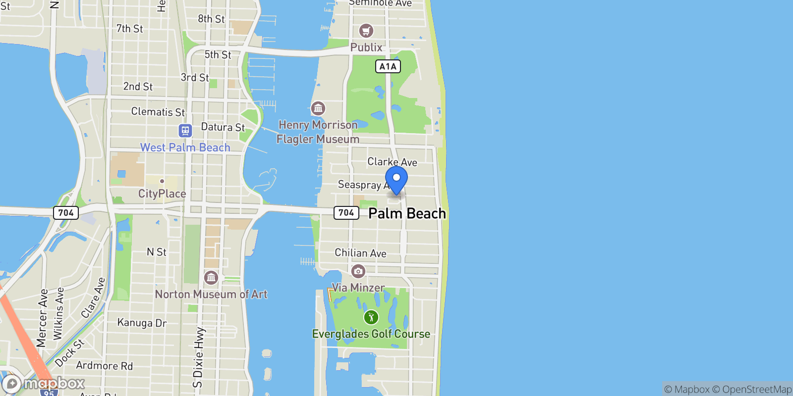 Map showing 206 Phipps Plaza, Palm Beach, FL, 33480, USA, Palm Beach, Florida, United States.