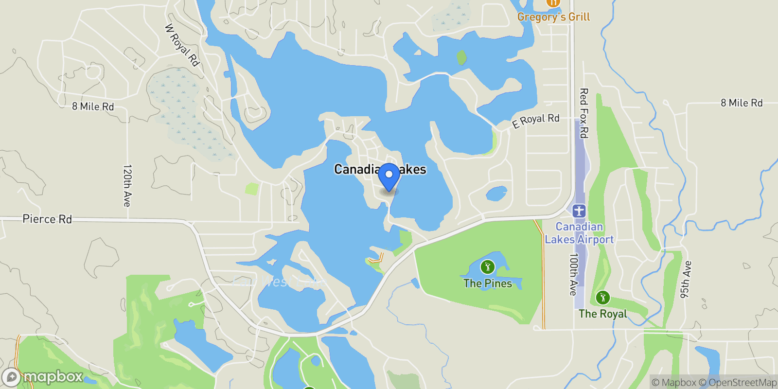 Map showing 10849 First Street, Canadian Lakes, MI 49346, Stanwood, Michigan, United States.