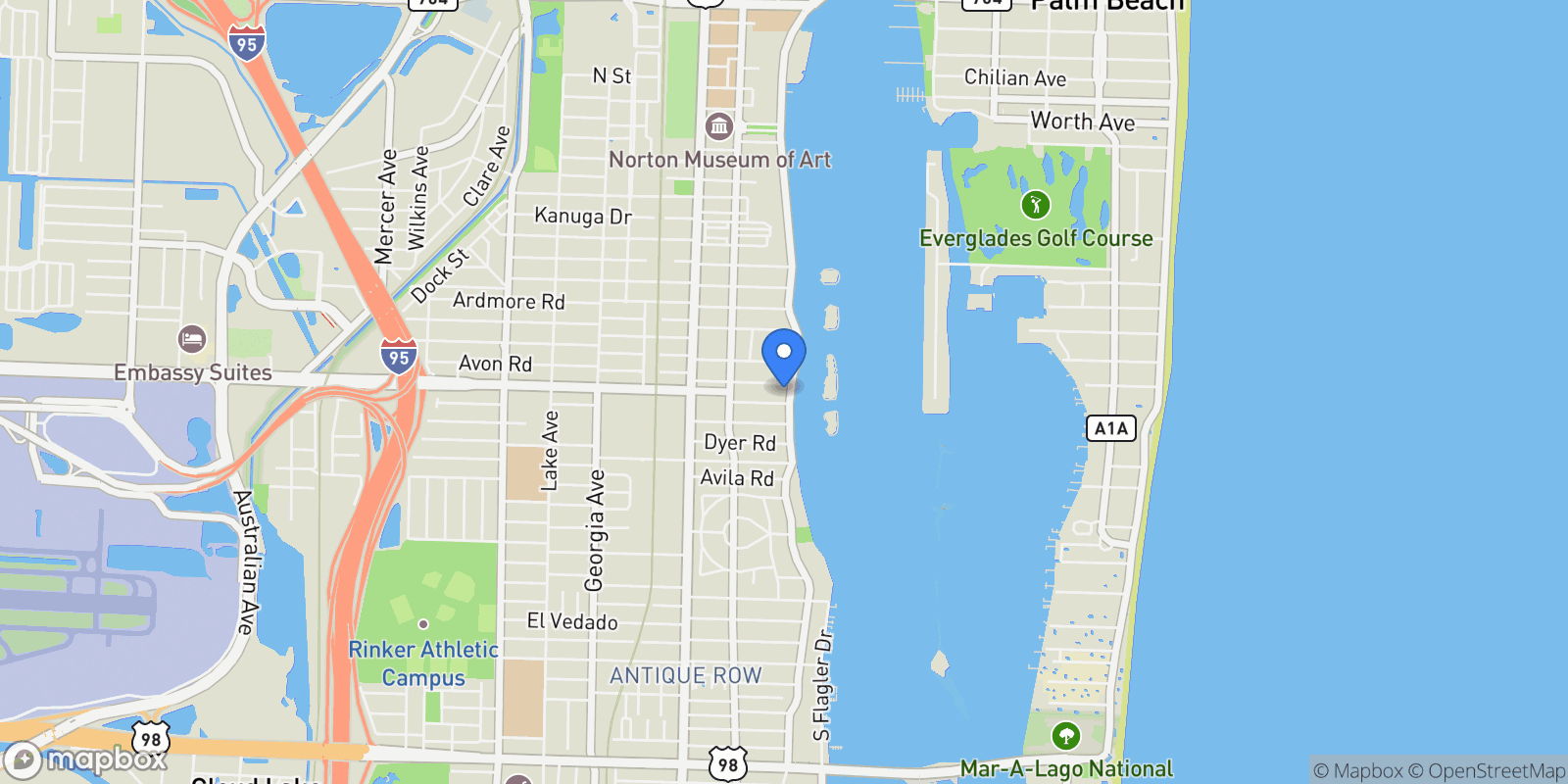 Map showing 2631 S Flagler Drive, West Palm Beach, FL, 33405, USA, West Palm Beach, Florida, United States.