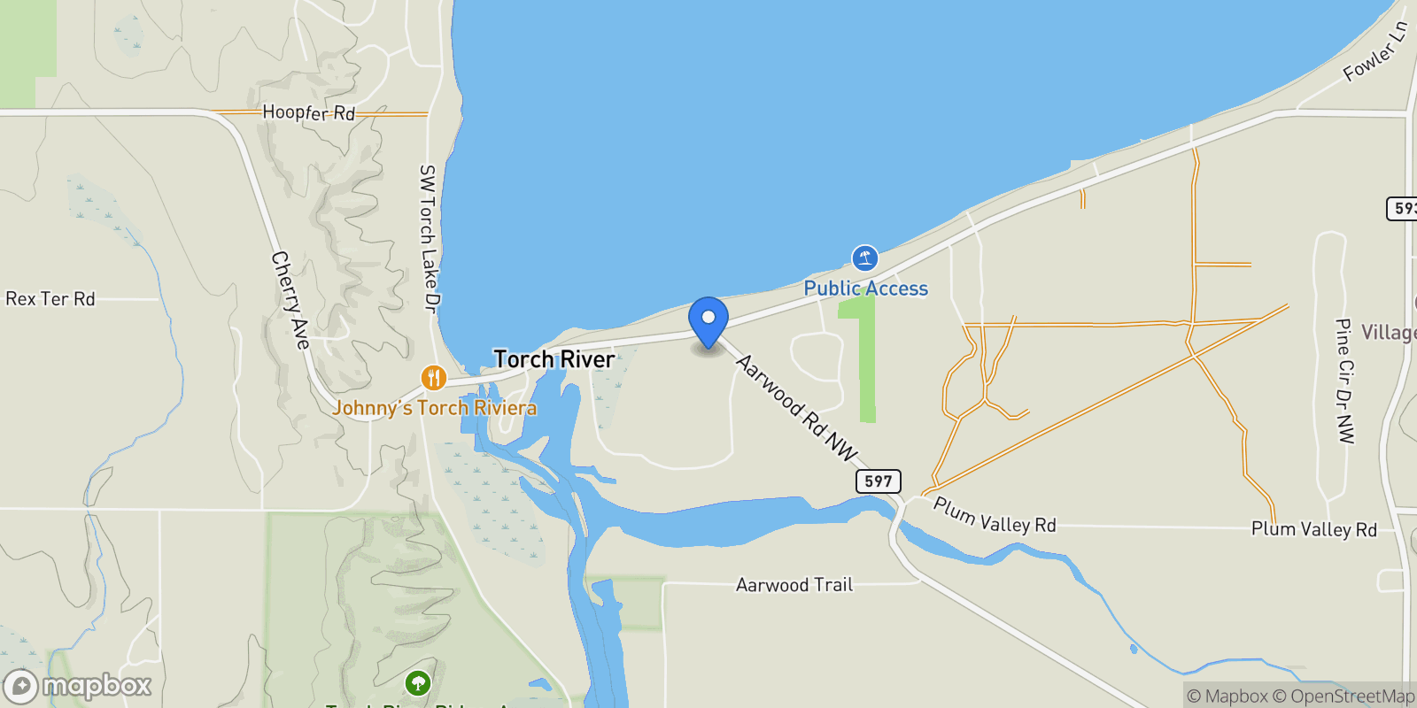 Map showing 6993 NW Aarwood Road, Rapid City, MI 49676, Rapid City, Michigan, United States.