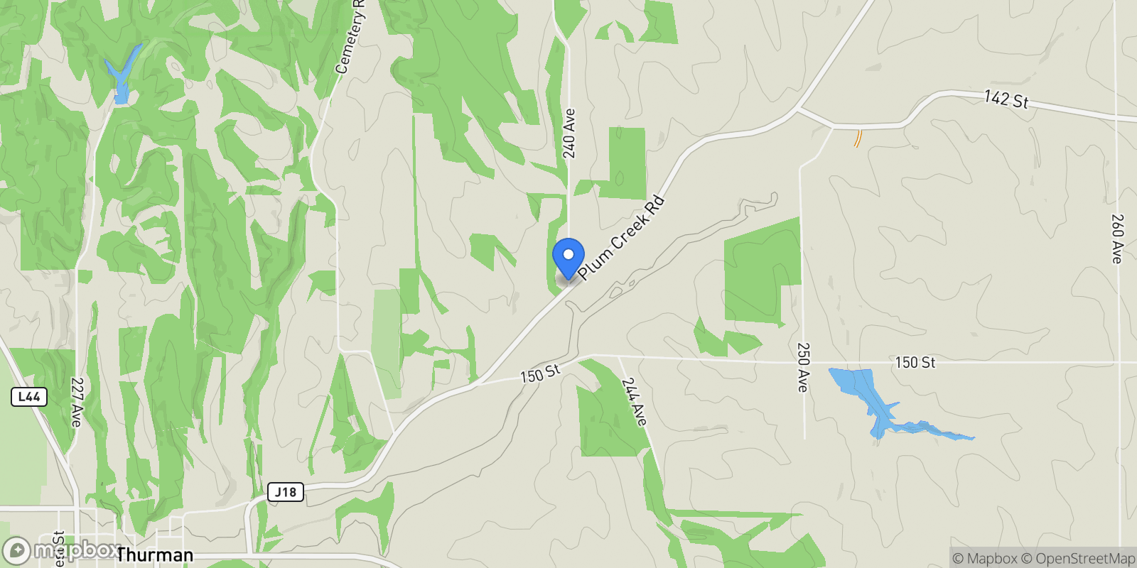 Map showing 1449 240th Avenue, THURMAN, IA 51654, Tabor, Iowa, United States.