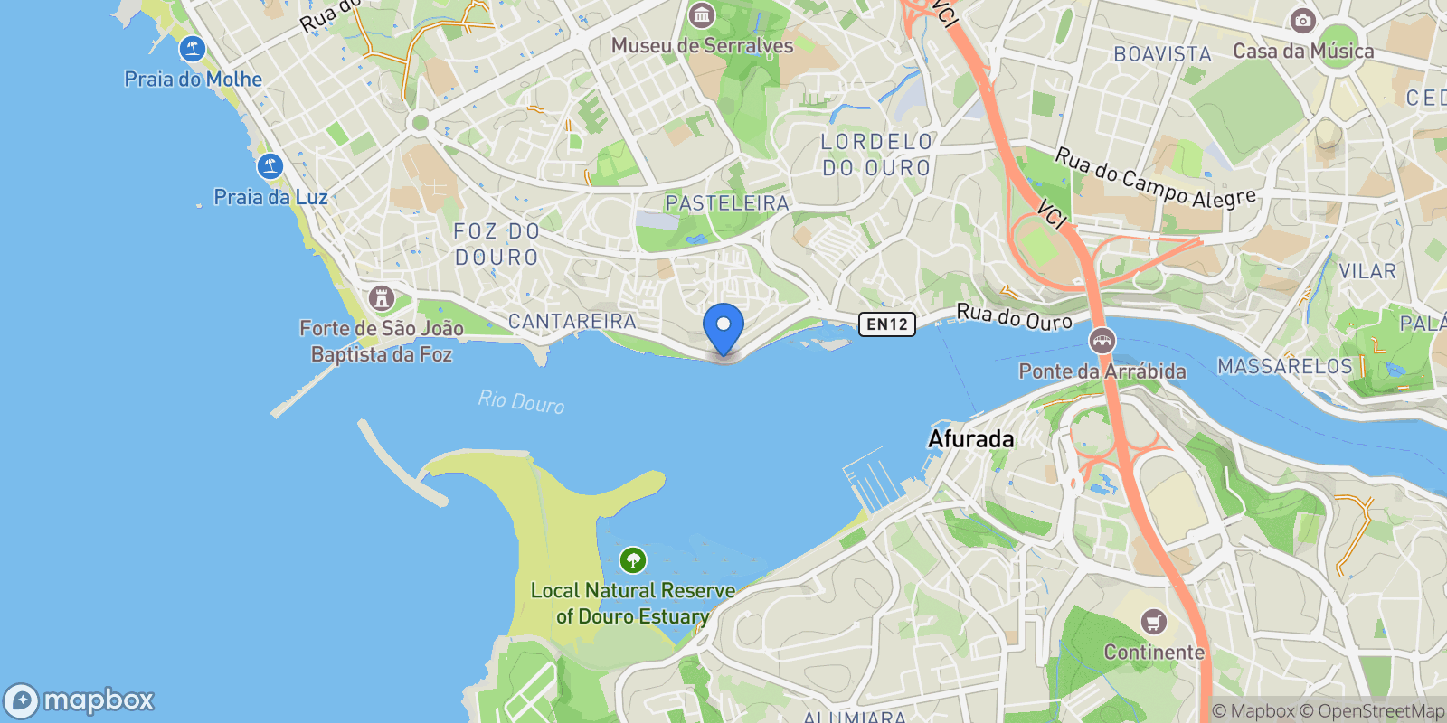 Map showing foz do porto, Porto, Lordelo do Ouro e Massarelos, Porto District, Portugal.