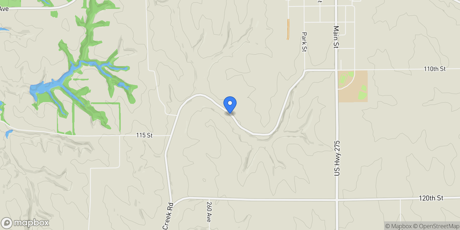 Map showing 1290 Plum Creek Road, TABOR, IA 51653, Tabor, Iowa, United States.