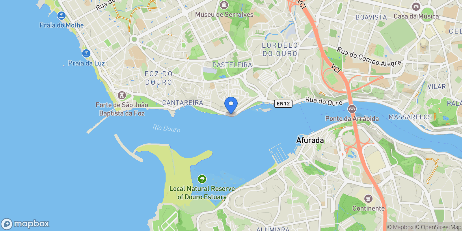 Map showing foz do porto, Porto, Lordelo do Ouro e Massarelos, Porto District, Portugal.