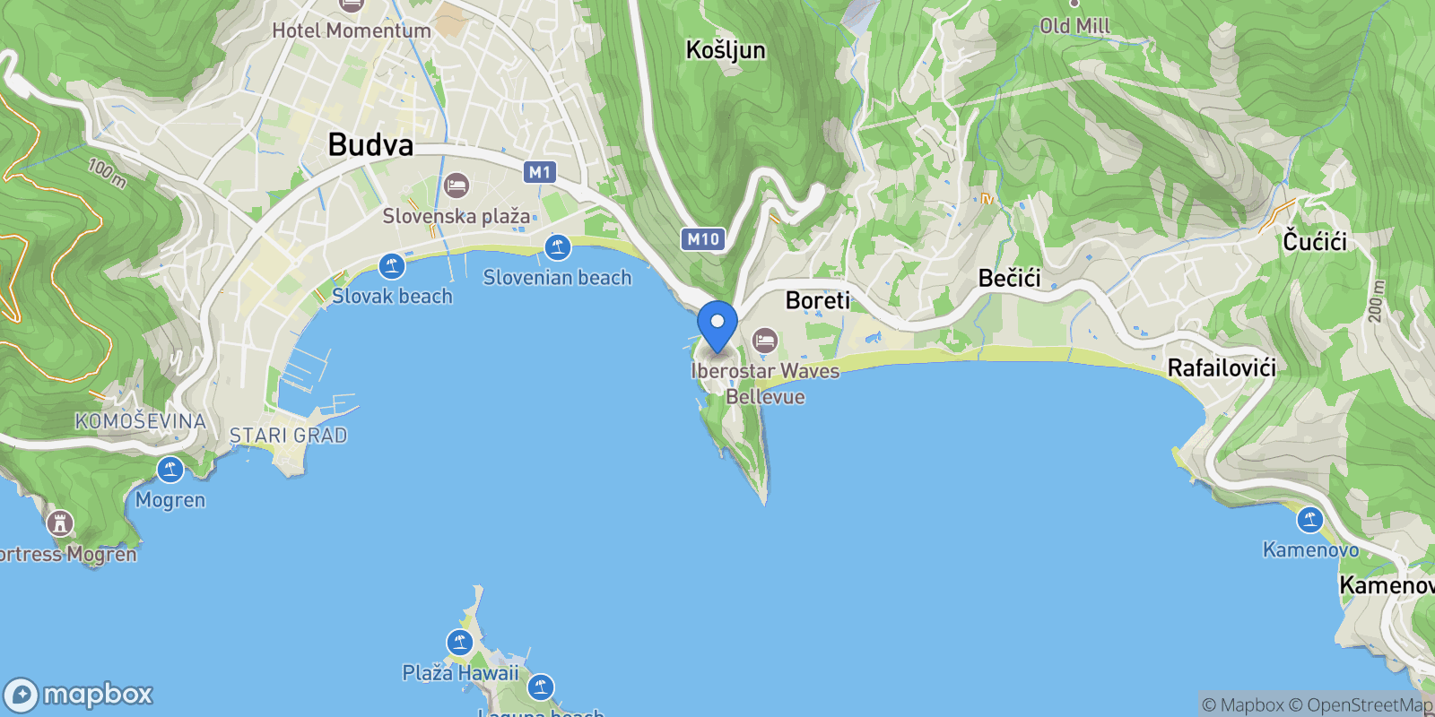 Map showing Zavala Peninsula, Dukley Gardens, Будва, Черногория 85310, Montenegro, Budva, Budva Municipality, Montenegro.