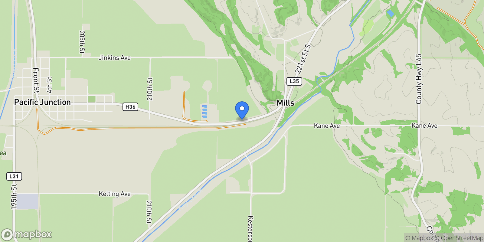 Map showing 21832 Kane Avenue, PACIFIC JCT, IA 51561, Council Bluffs, Iowa, United States.