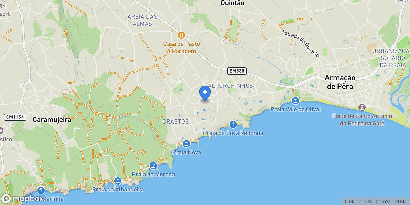 Map showing Algarve, Porches, Algarve, Portugal.