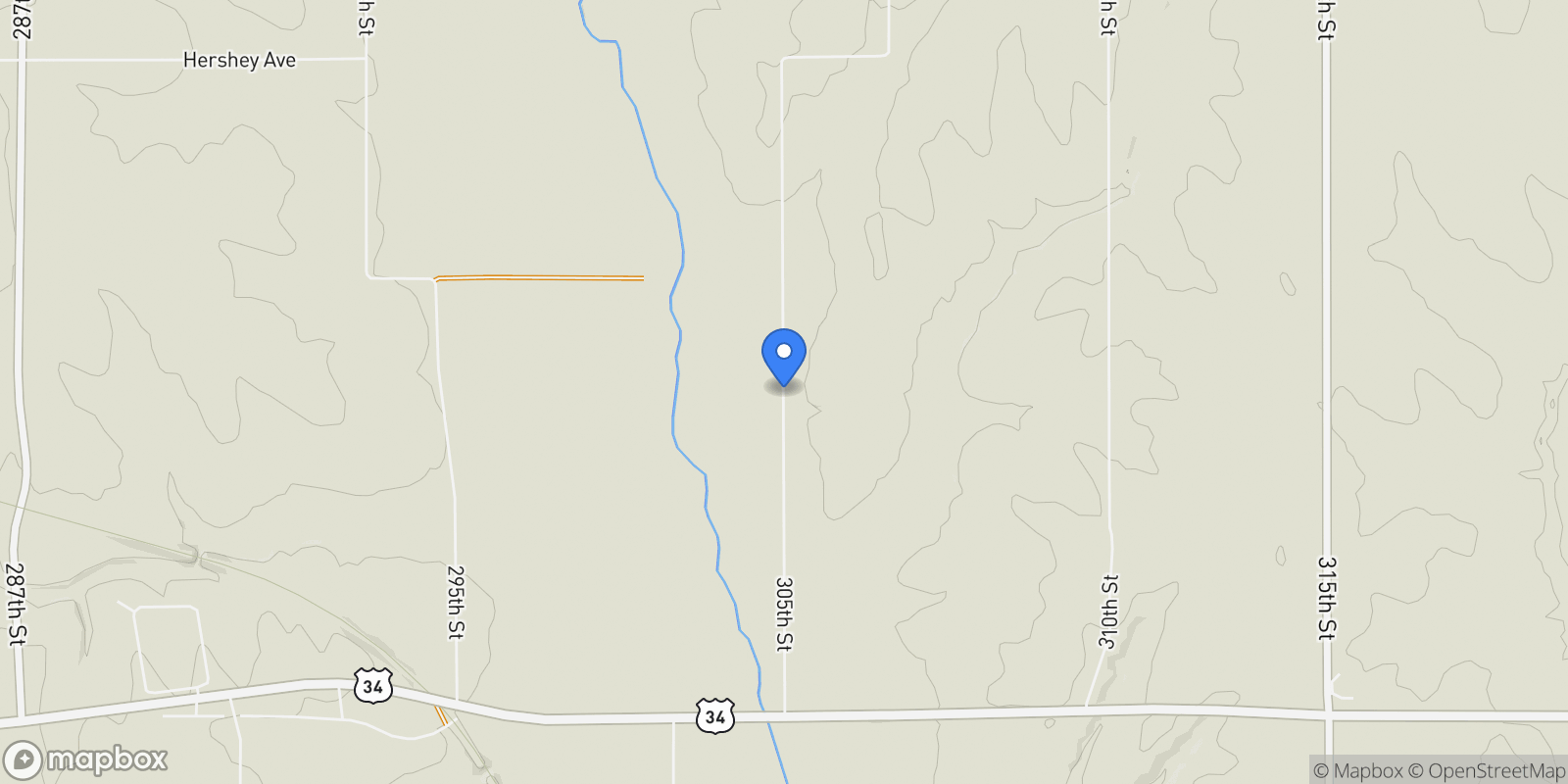 Map showing 40 ACRES 305th Street, MALVERN, IA 51551, Malvern, Iowa, United States.