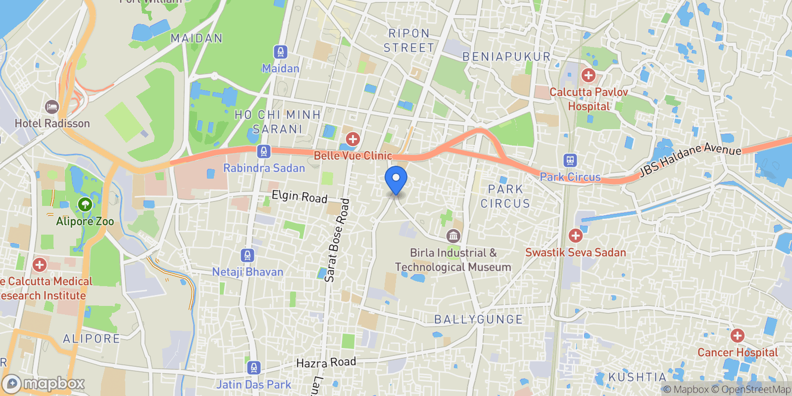Map showing Gurusaday Dutta Road, Kolkata, WB, Kolkata, West Bengal, India.