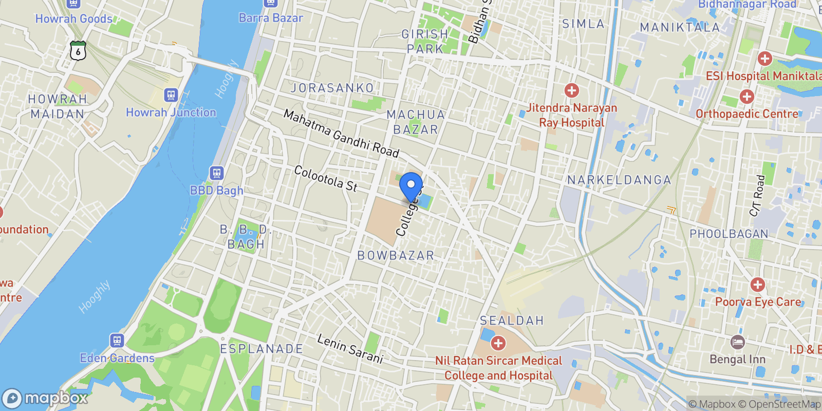 Map showing Kolkata, WB, Kolkata, West Bengal, India.