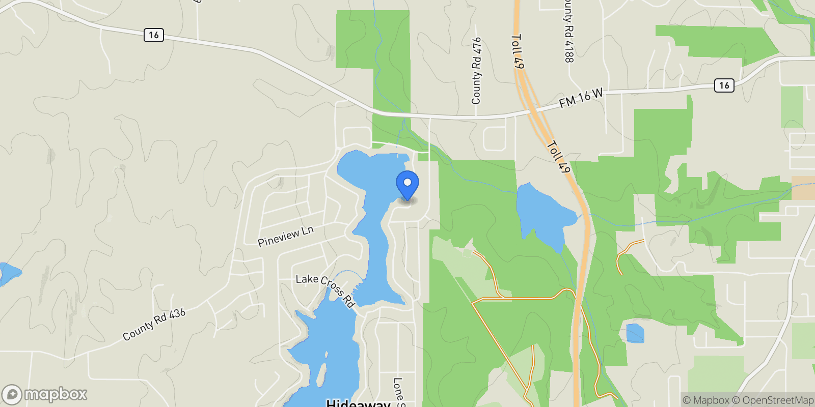 Map showing 626 HIDEAWAY LN. E., Hideaway, TX 75771, Hideaway, Texas, United States.