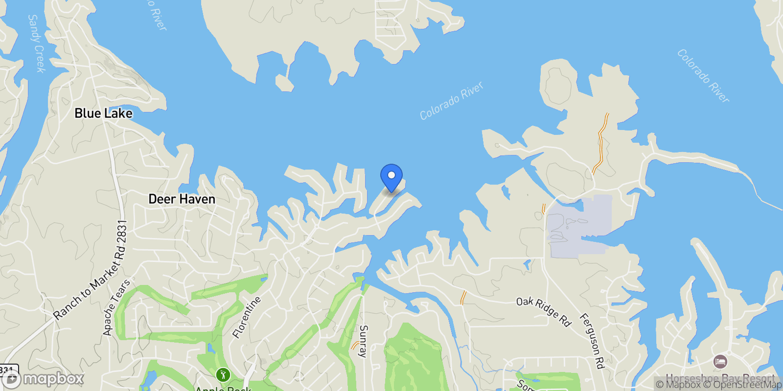 Map showing 401 Matern CT, Horseshoe Bay, Texas, United States.