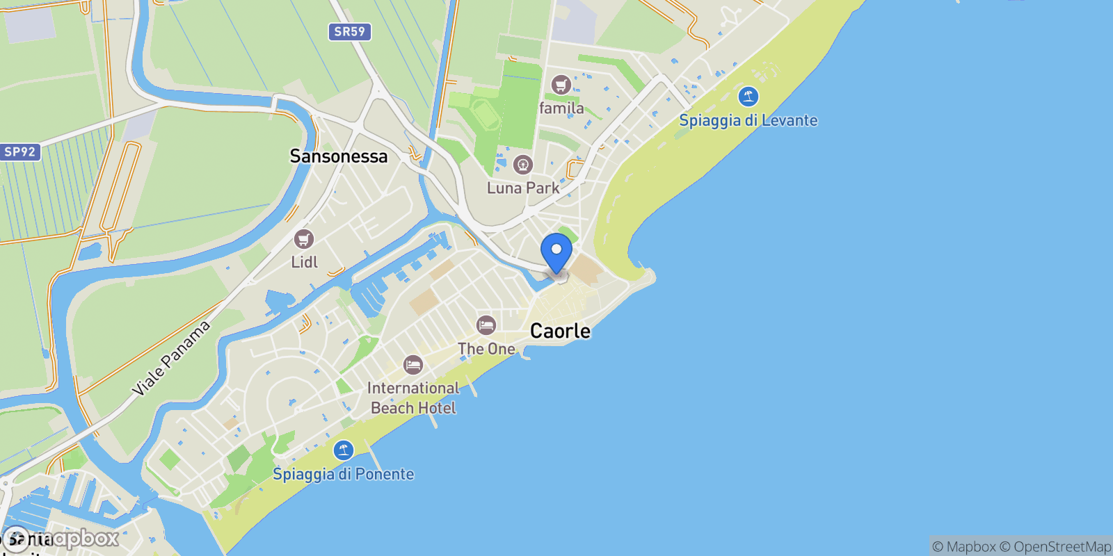 Map showing 30021 Caorle, Metropolitan City of Venice, Italy, Caorle, Veneto, Italy.