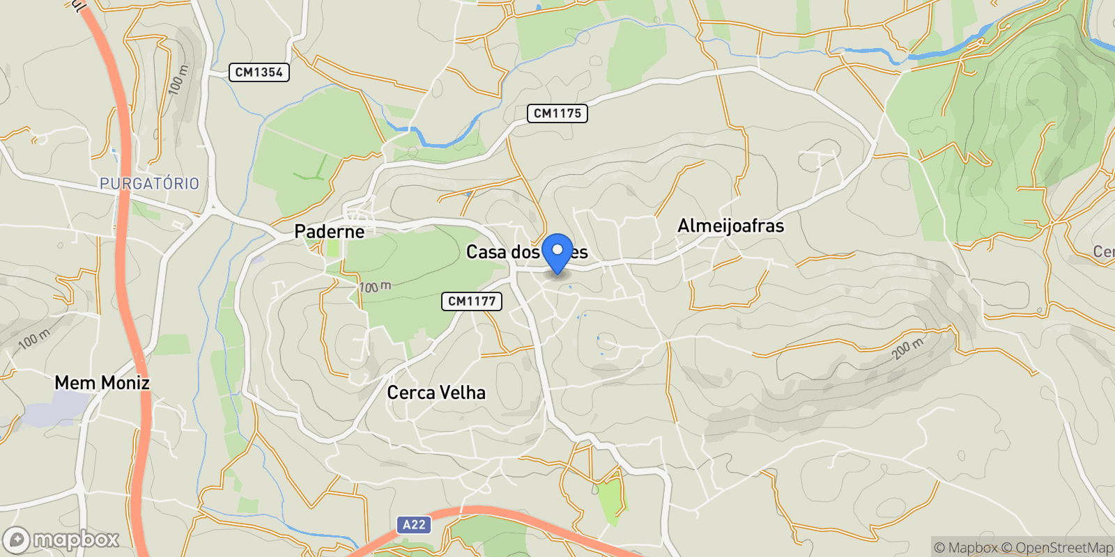 Map showing Faro, Paderne, Algarve, Portugal.