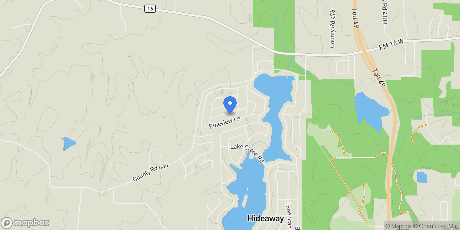 Map showing 1624 Meadowlark Lane, Hideaway, TX 75771, Hideaway, Texas, United States.