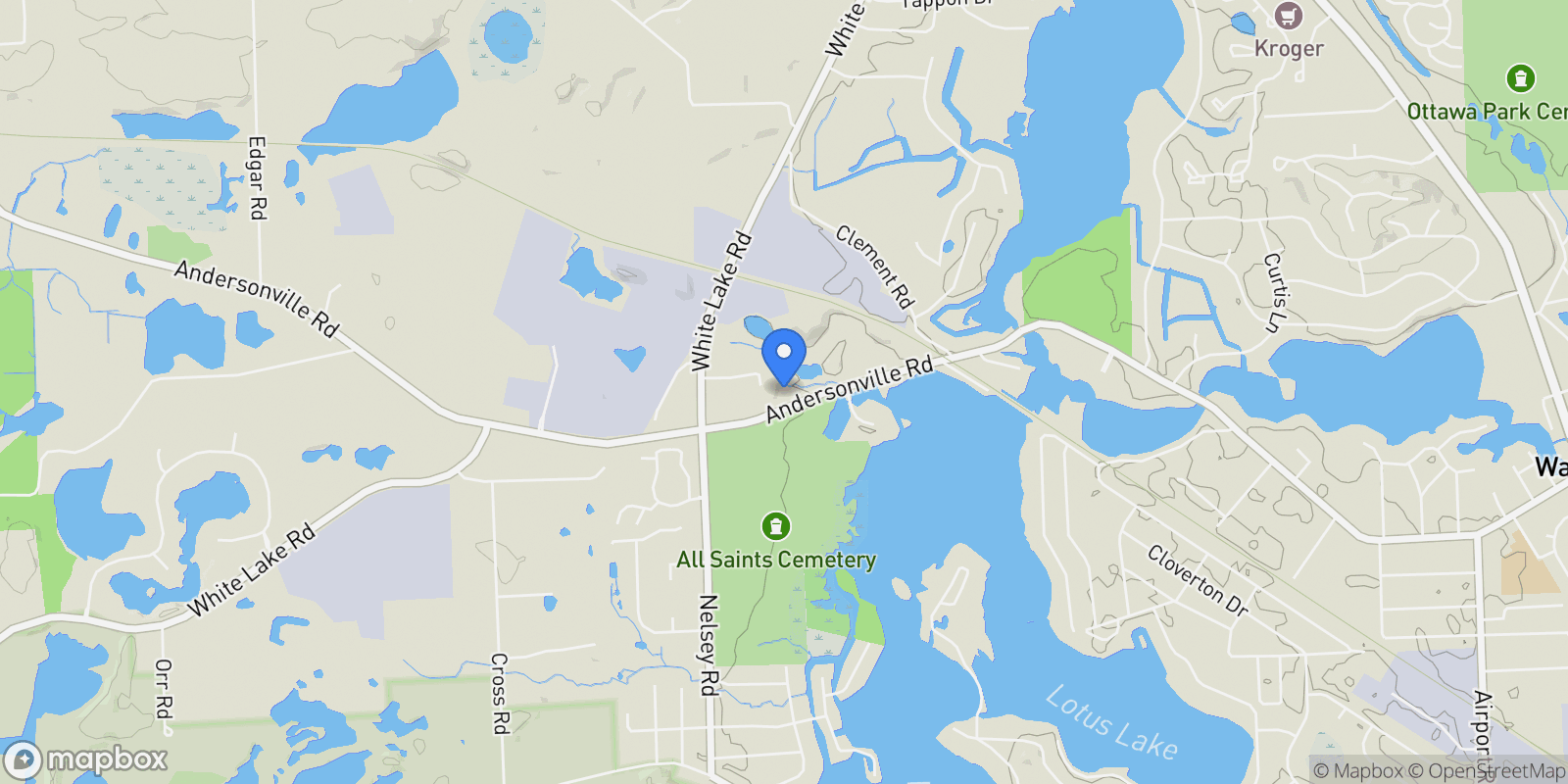 Map showing 7490 Andersonville Road, Clarkston, MI, 48346, USA, Clarkston, Michigan, United States.