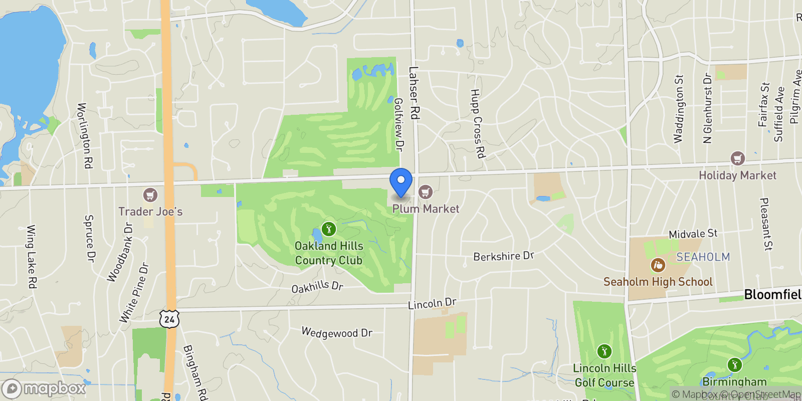 Map showing 6560 Red Maple Lane, Bloomfield Hills, MI, 48301, USA, Bloomfield Hills, Michigan, United States.