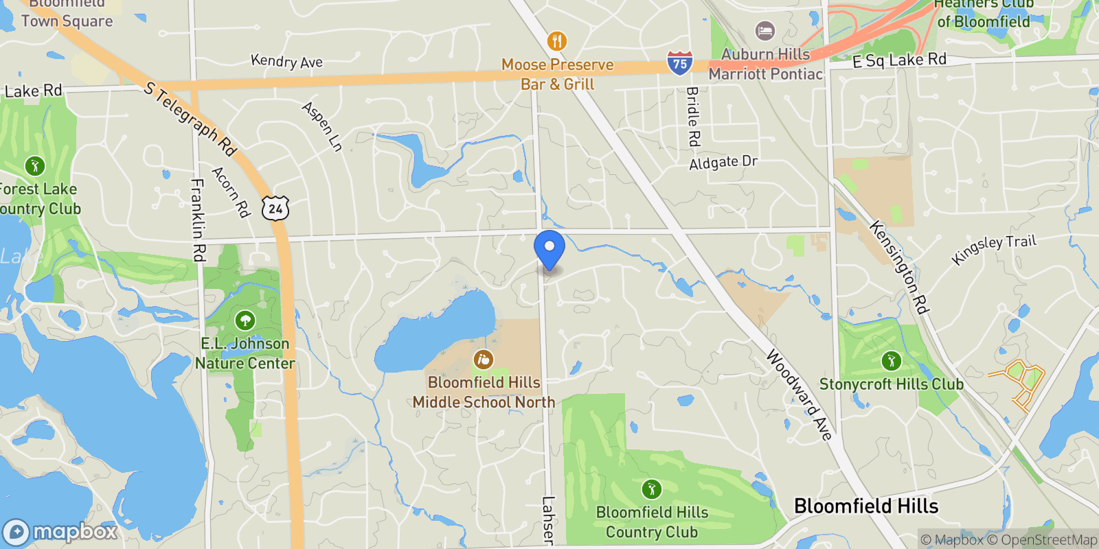 Map showing 284 Woodwind Drive, Bloomfield Hills, MI, 48304, USA, Bloomfield Hills, Michigan, United States.