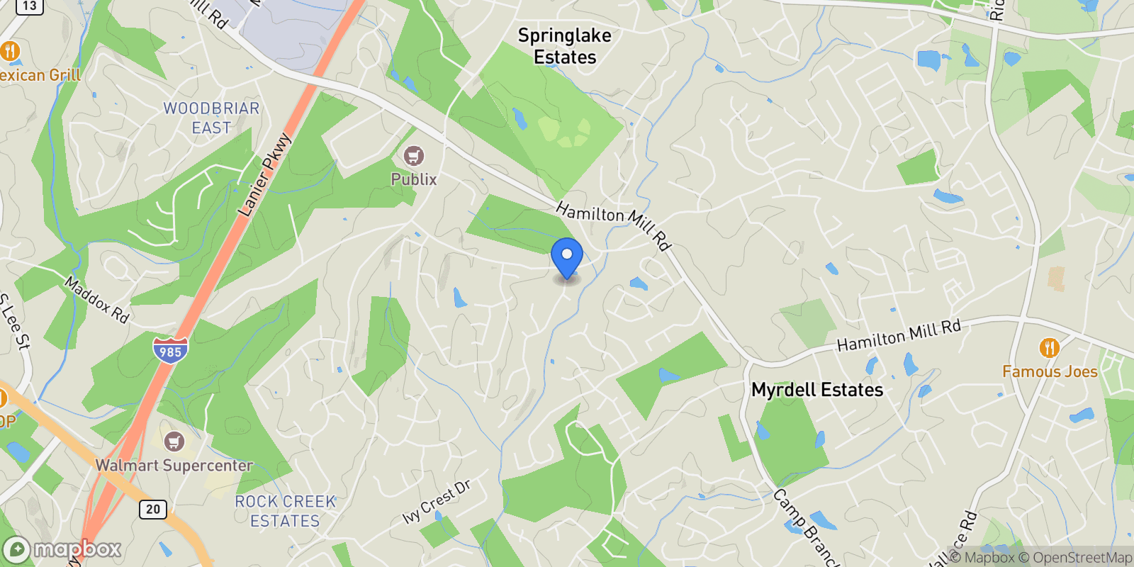 Map showing 3775 Rolling Creek Drive, Buford, GA 30519, Buford, Georgia, United States.
