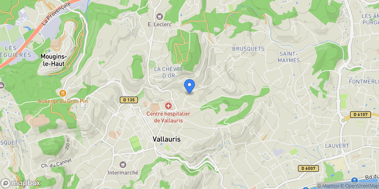 Map showing 409 Chemin des Brusquets, Vallauris, Provence-Alpes-Côte d'Azur, France.