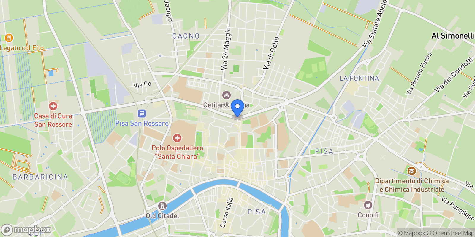Map showing Pisa, Province of Pisa, Italy, Riglione-Oratoio, Tuscany, Italy.
