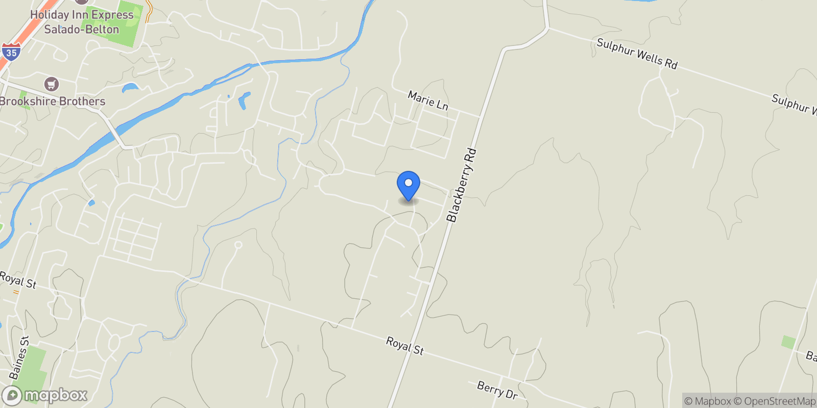 Map showing 1723 Greenmark Trail, Salado, TX 76571, Salado, Texas, United States.