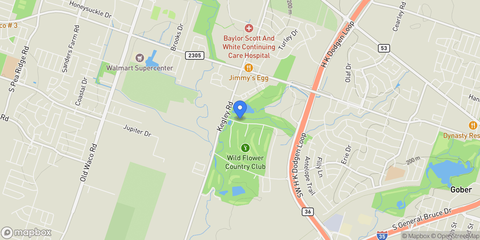 Map showing 5304 Sunflower Lane, Temple, TX 76502, Temple, Texas, United States.
