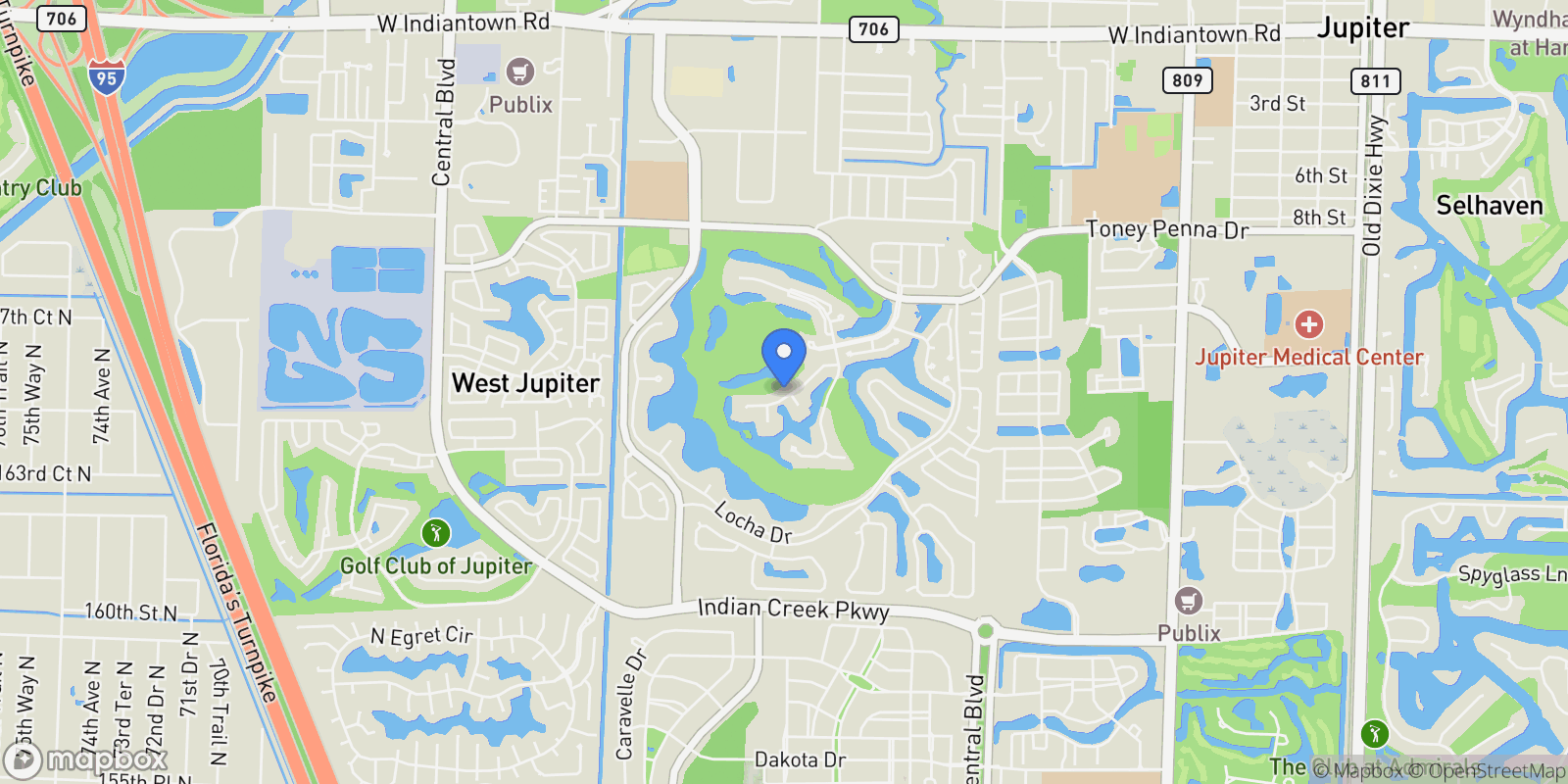 Map showing 123 Terrapin Trail, Jupiter, Florida, United States.