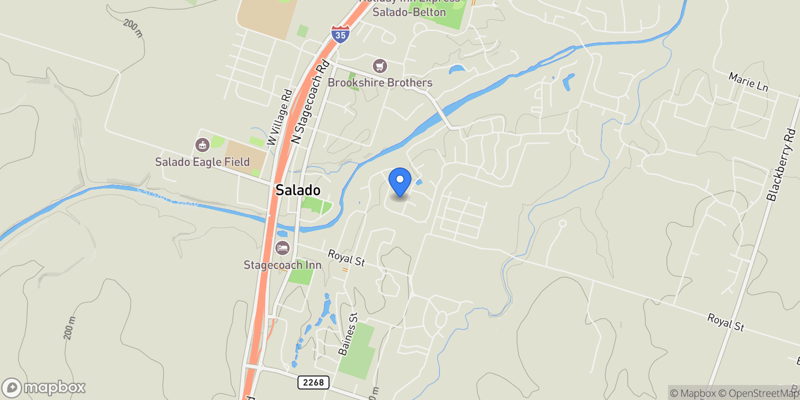 Map showing 901 Blaylock Drive, Salado, TX 76571, Salado, Texas, United States.