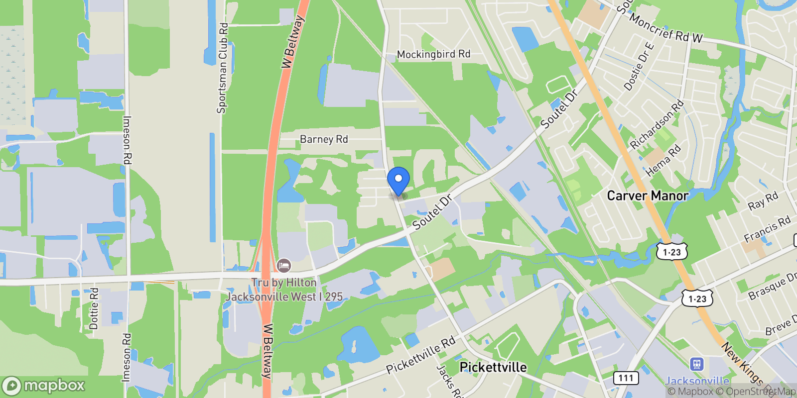 Map showing 6703 OLD KINGS Road, Jacksonville, Florida, United States.