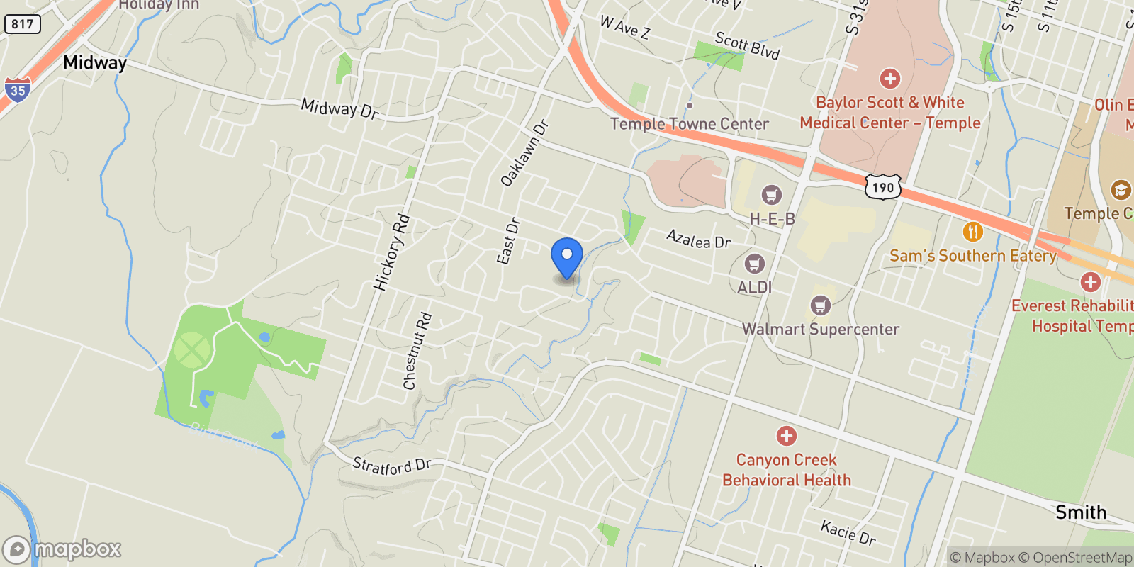 Map showing 2518 Marlandwood Road, Temple, TX 76502, Temple, Texas, United States.