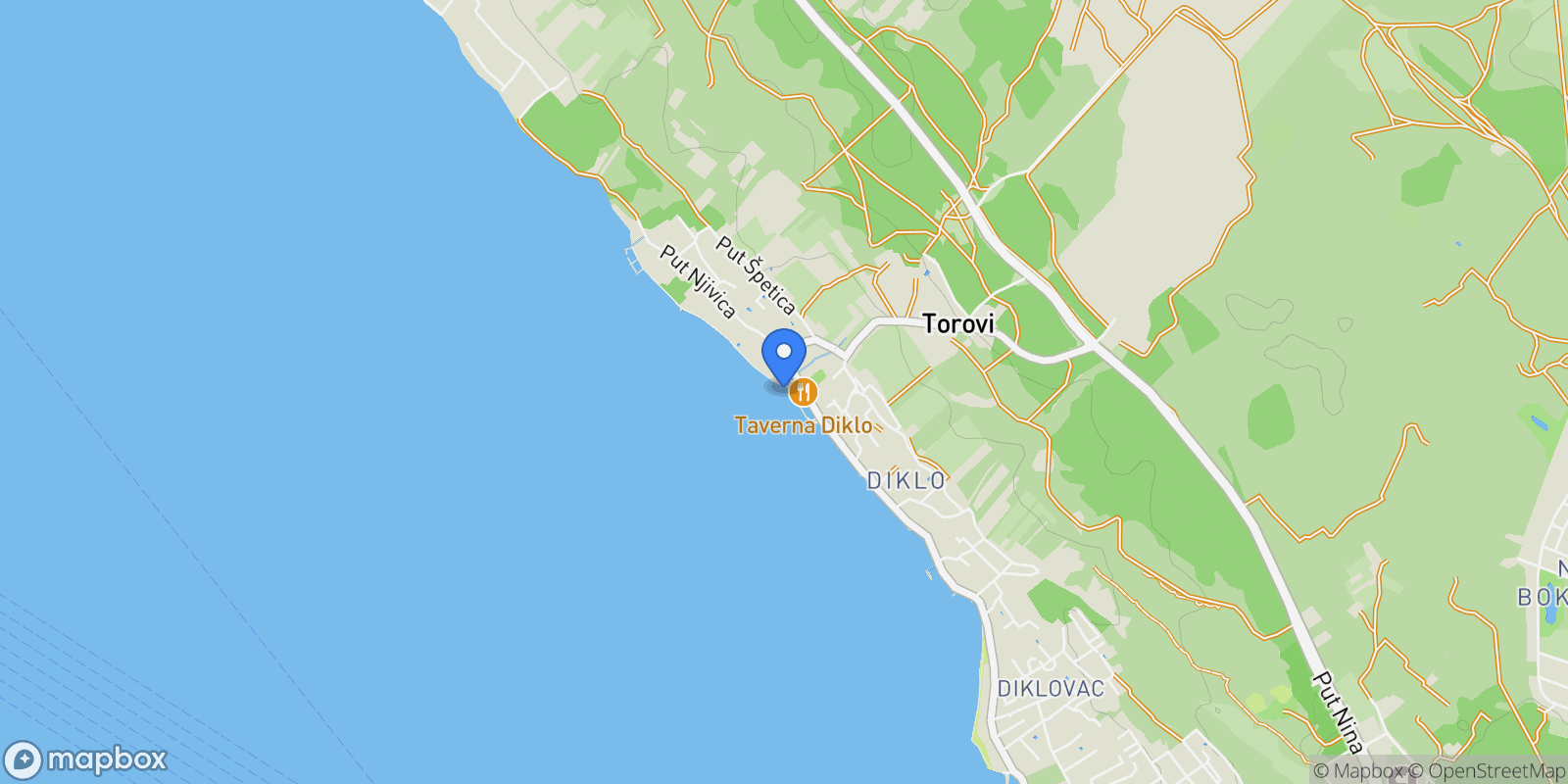 Map showing Zadar County, Croatia.