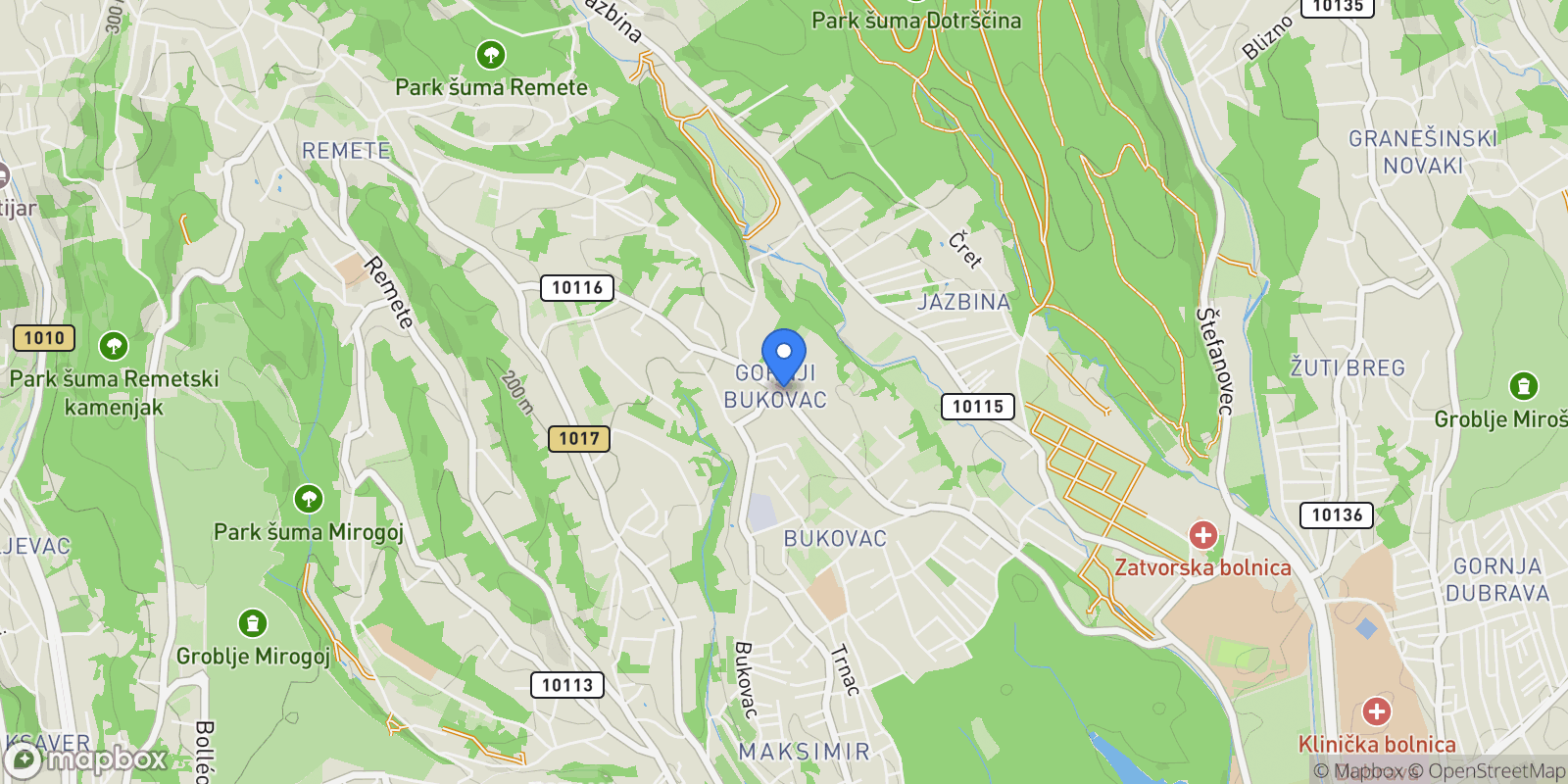 Map showing Mjesni odbor Bukovac, Zagreb, City of Zagreb.