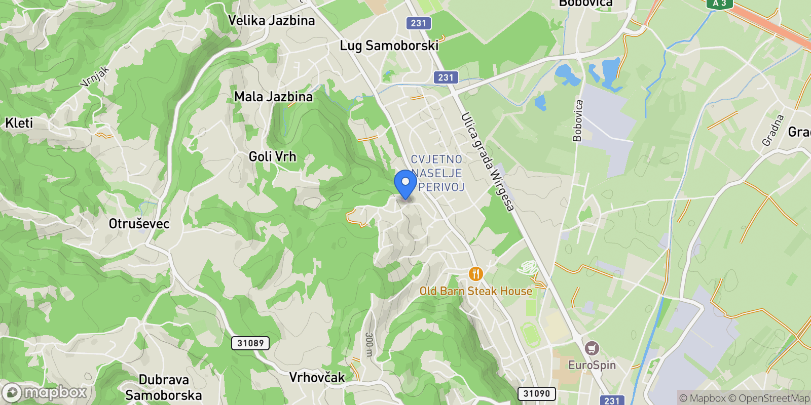 Map showing Cvjetno naselje - Perivoj, Samobor, Zagreb County.