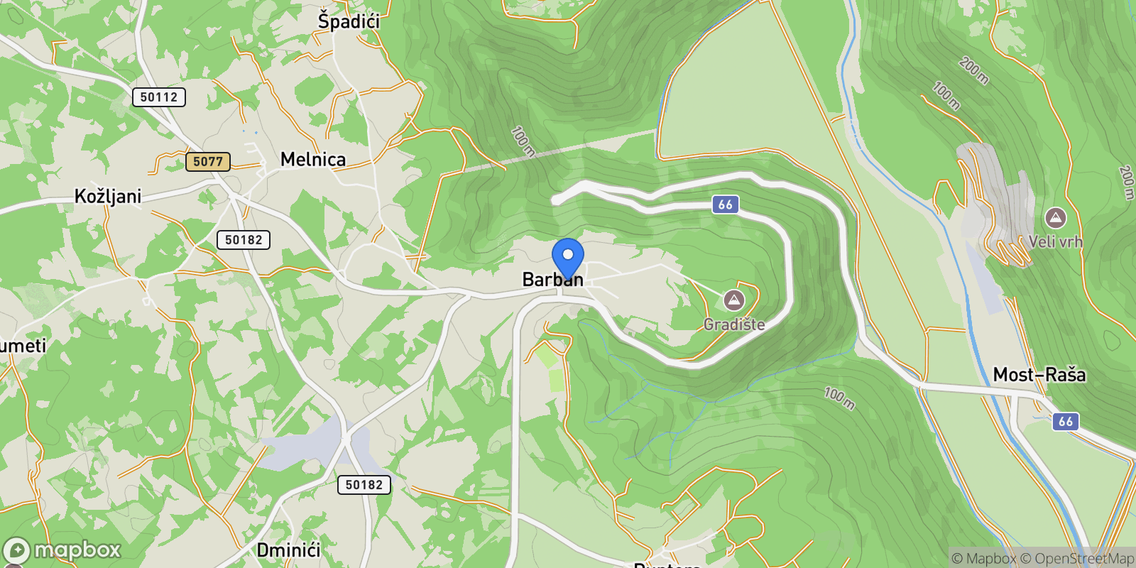 Map showing Barban, Istria County, Croatia.