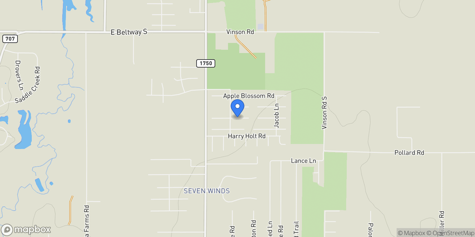 Map showing 134 Peach Blossom Drive, Abilene, TX 79602, Abilene, Texas, United States.