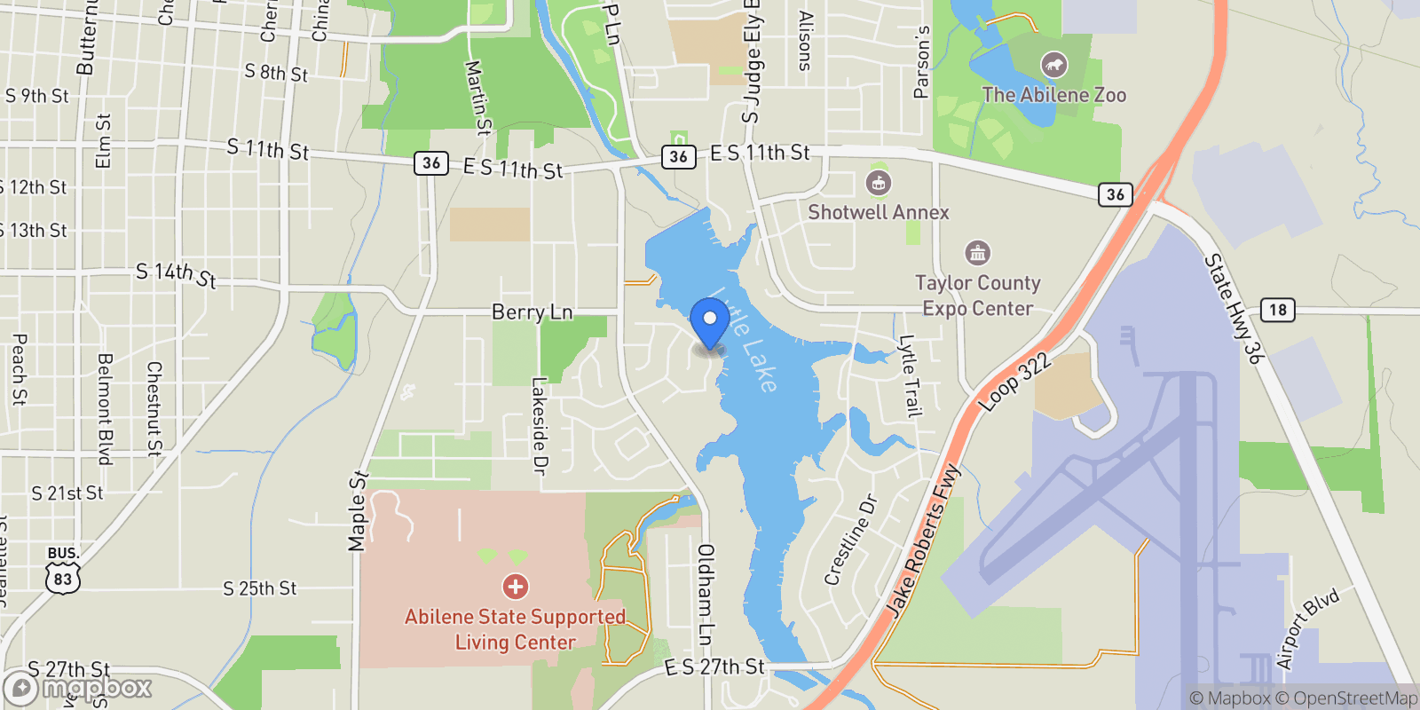 Map showing 1789 Lakeshore Drive, Abilene, TX 79602, Abilene, Texas, United States.