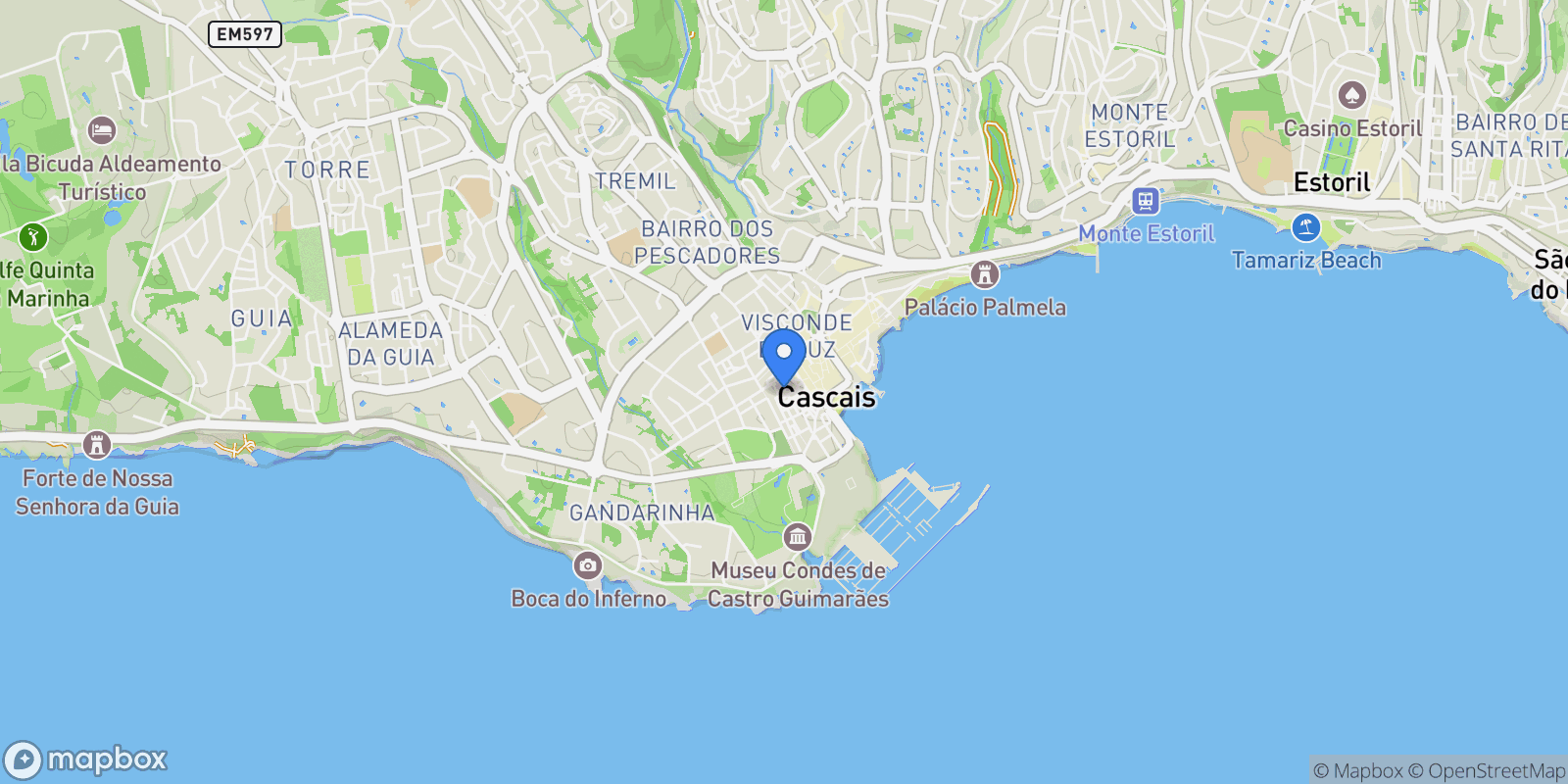 Map showing 2750 Cascais, Portugal, Cascais e Estoril, Lisbon, Portugal.