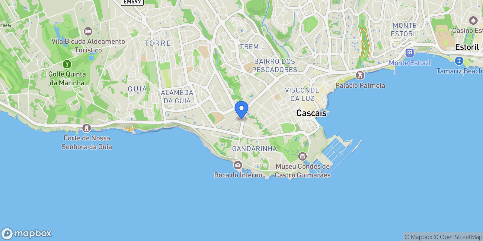 Map showing 2750 Cascais, Portugal, Cascais e Estoril, Lisbon, Portugal.