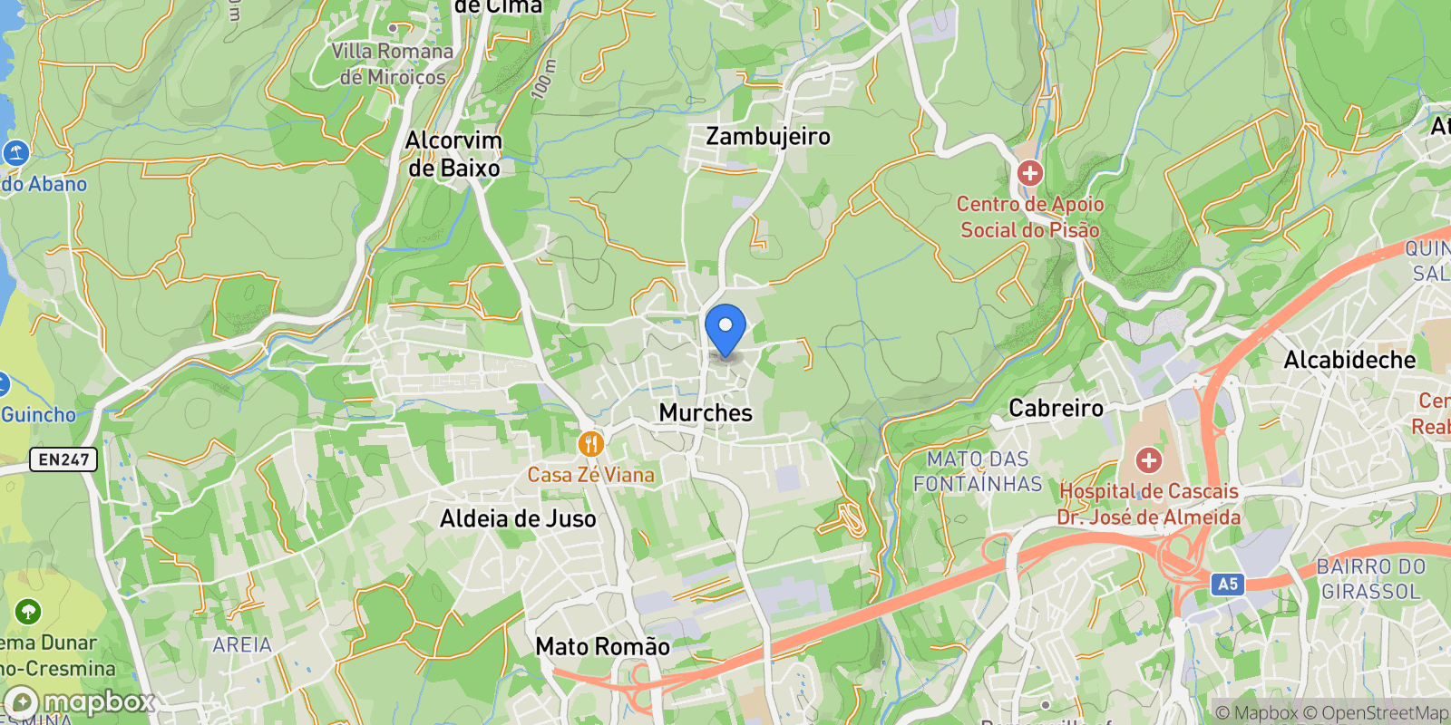 Map showing Murches, 2755-237 Alcabideche, Portugal, Alcabideche, Lisbon, Portugal.