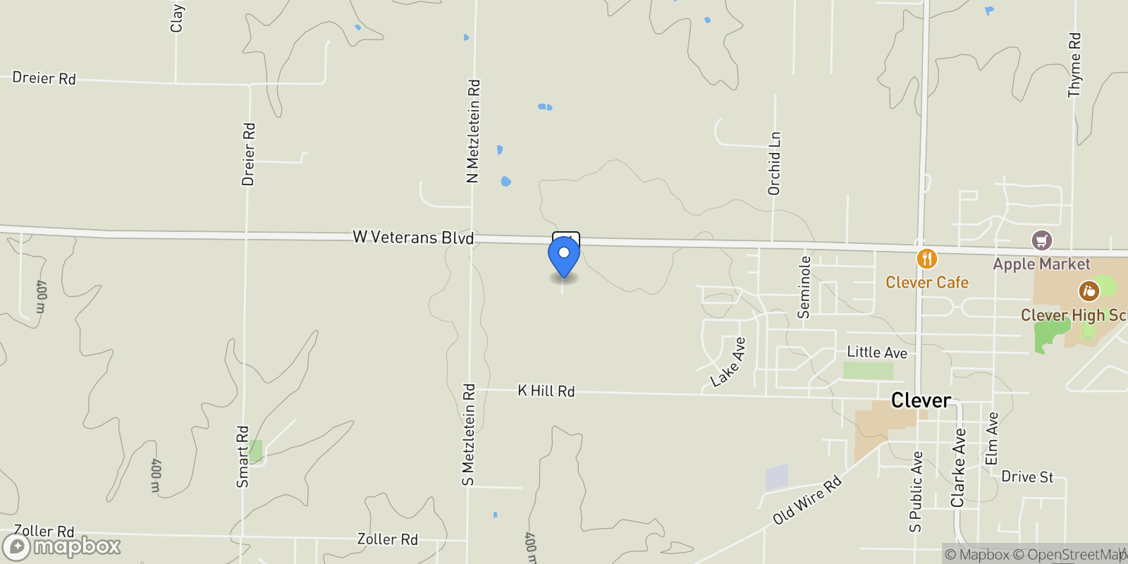 Map showing 235 Sandy Forest Lane, Clever, MO 65631, Clever, Missouri, United States.