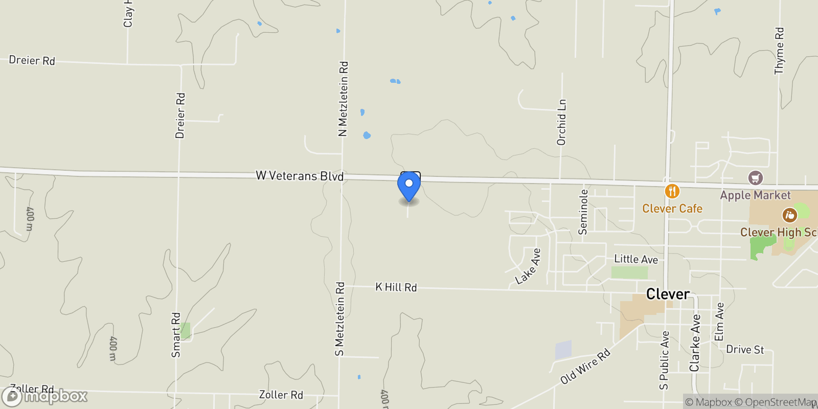 Map showing 235 Sandy Forest Lane, Clever, MO 65631, Clever, Missouri, United States.