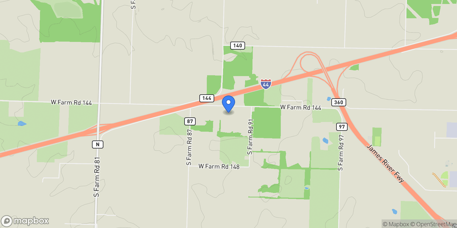 Map showing 8302 W Farm Road 144, Springfield, MO 65802, Springfield, Missouri, United States.