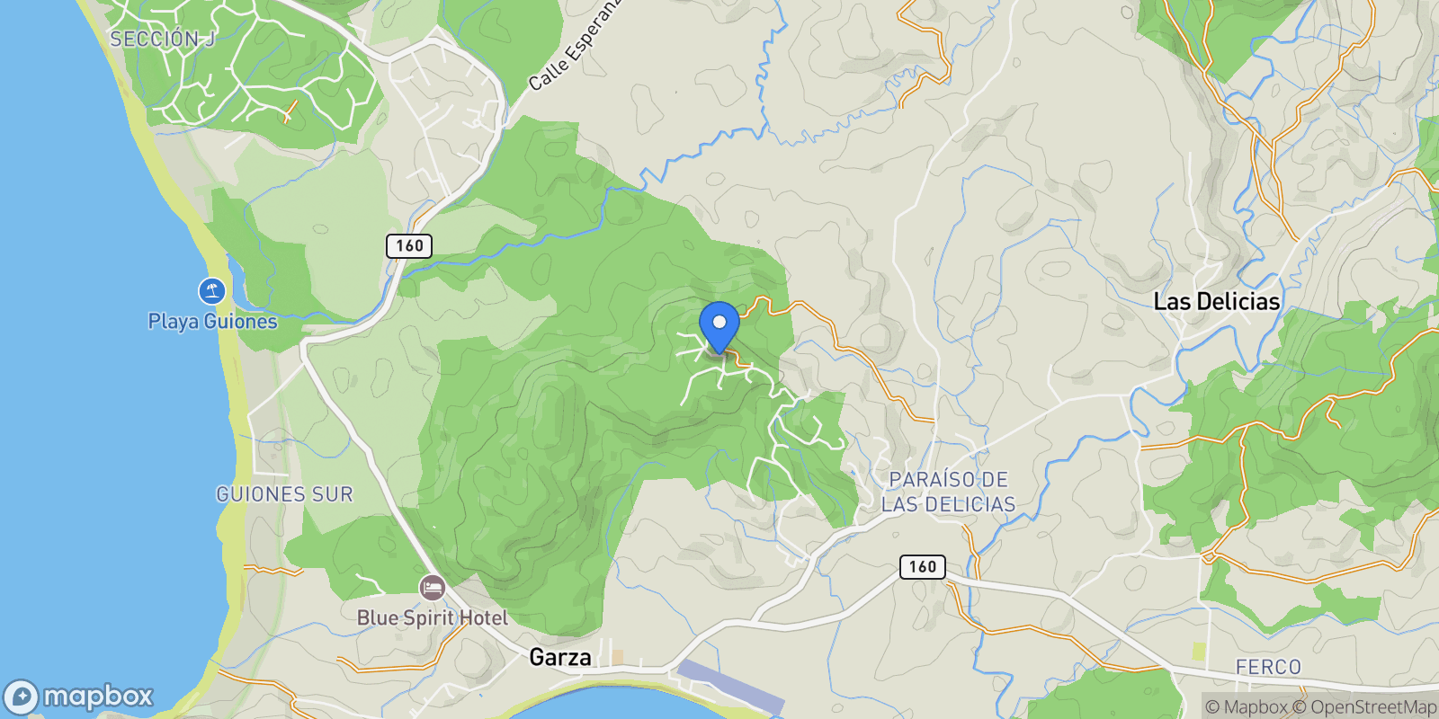 Map showing Nosara | Garza, Nosara, G, Garza, Guanacaste Province, Costa Rica.
