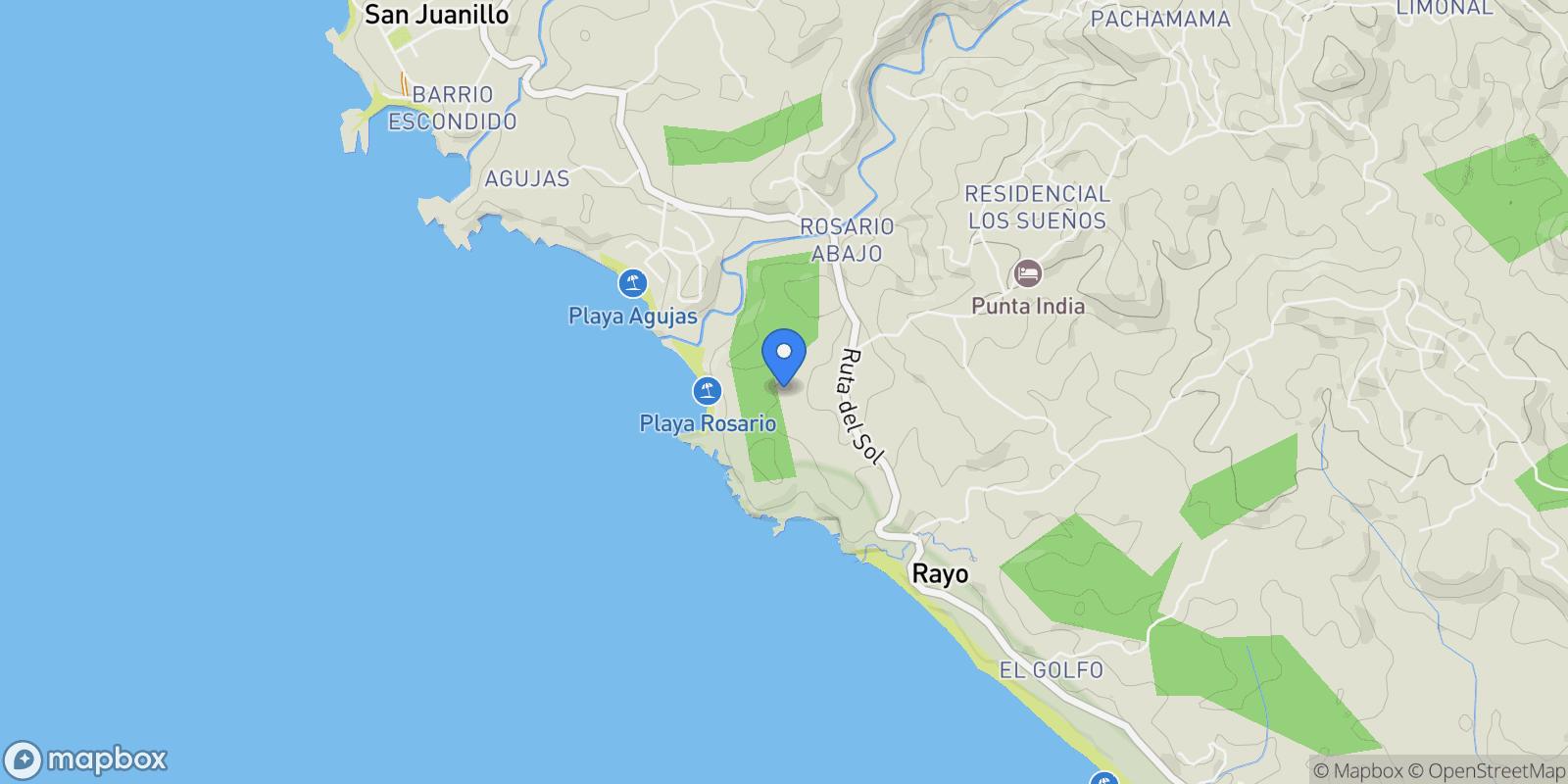 Map showing Nosara | Ostional, Nosara, G, Santa Cruz, Costa Rica.