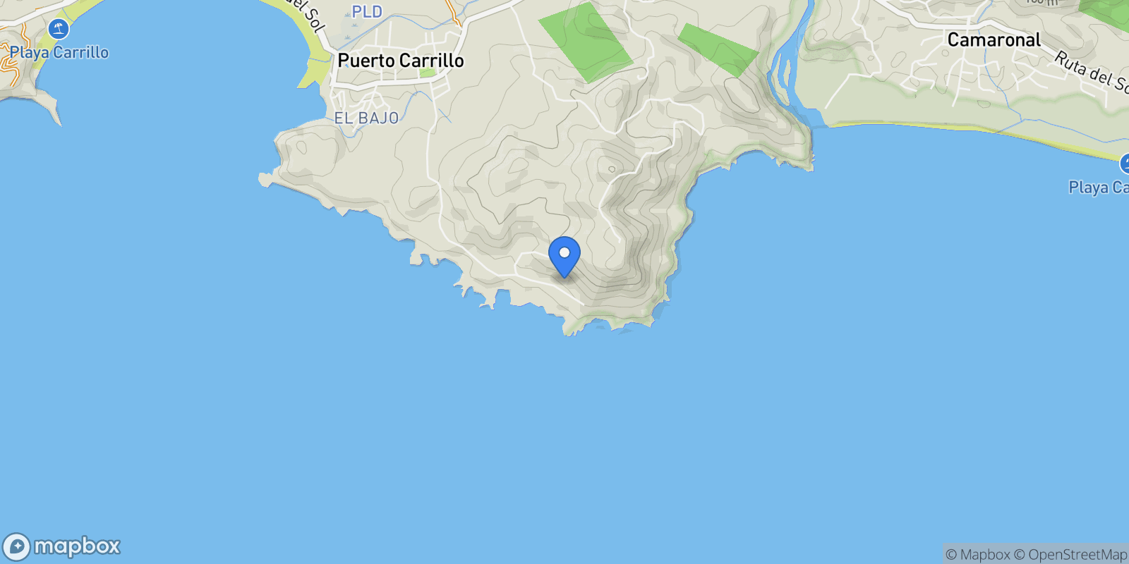 Map showing Playa Roble | Puerto Carillo, Puerto Carillo, G 51103, Puerto Carrillo, Guanacaste Province, Costa Rica.