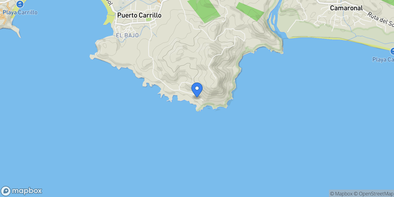 Map showing Playa Roble | Puerto Carillo, Puerto Carrillo, G 51103, Hojancha, Costa Rica.