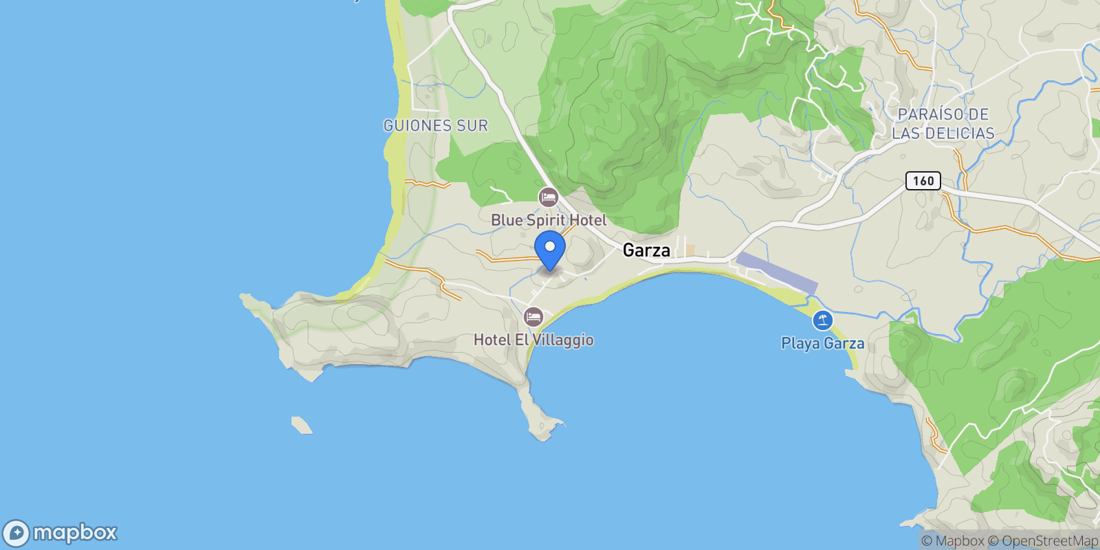 Map showing Nosara | Garza, Nosara, G, Garza, Guanacaste Province, Costa Rica.