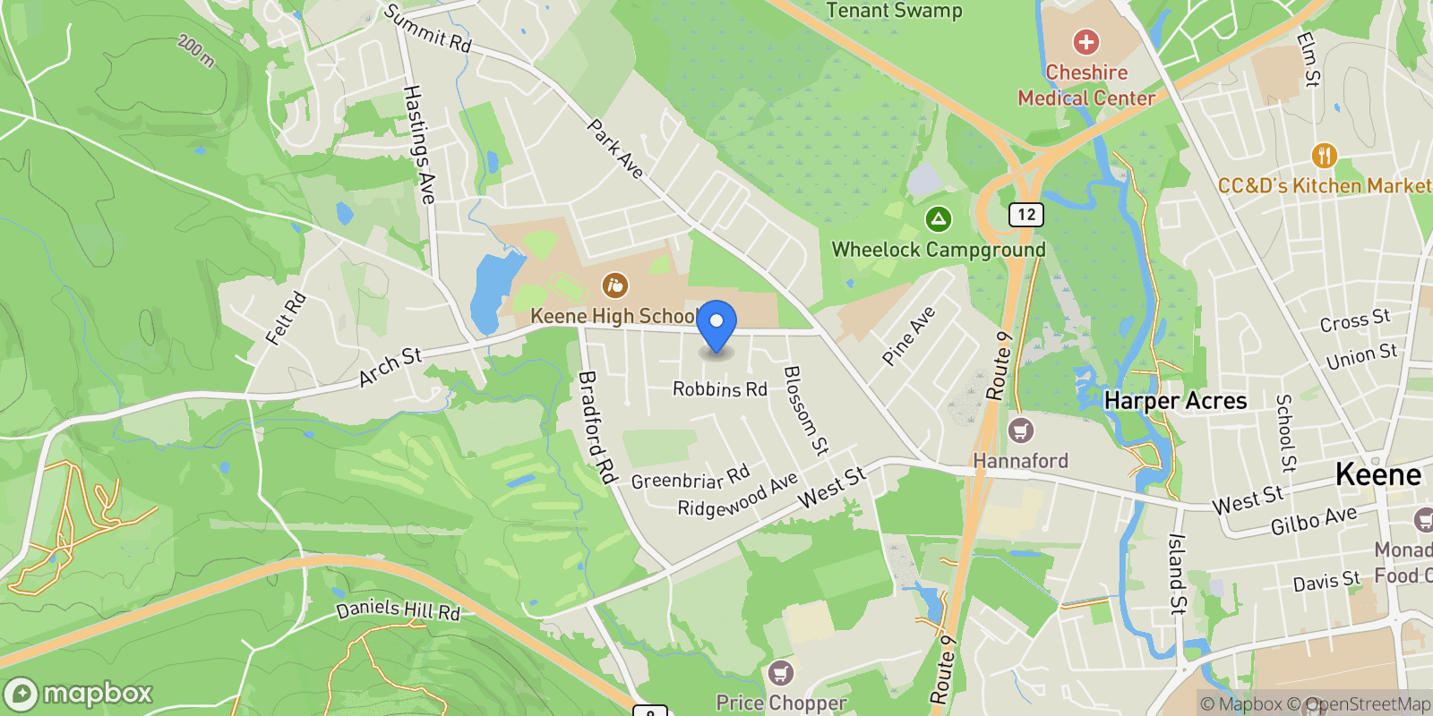 Map showing 8 Tanner Road, Keene, NH 03431, Keene, New Hampshire, United States.